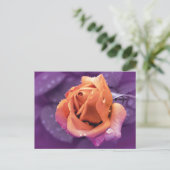 Bloem & regendruppels, Paarse & Oranje Duotone Briefkaart (Staand voorkant)