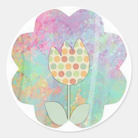 Bloem Ronde Sticker (Voorkant)