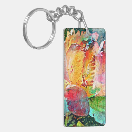 Bloem Roos Sleutelhanger (Voorkant Links)