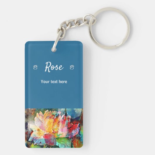 Bloem Roos Sleutelhanger (achterkant)