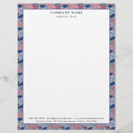 Bloem Roze Blau Patroon Bedrijfsnaam Details Briefhoofd