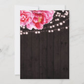 Bloem Roze Bruine Rustieke Houten Lichten Bruidsfe Kaart (Achterkant)