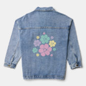 Bloem - roze, geel, Paars en groen Denim Jacket (Achterkant)