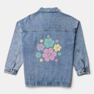 Bloem - roze, geel, Paars en groen Denim Jacket