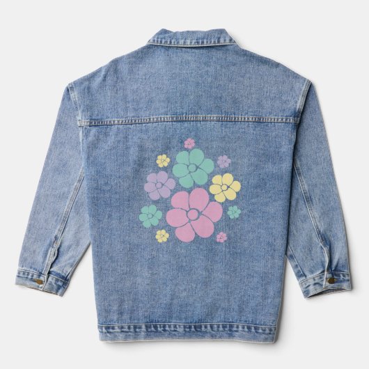 Bloem - roze, geel, Paars en groen Denim Jacket (Achterkant)