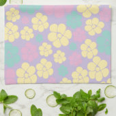 Bloem - roze, geel, Paars en groen Theedoek (Gevouwen)