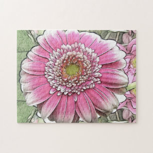 Bloem - Roze Gerbera Daisy Legpuzzel