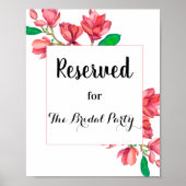 Bloem Roze Gereserveerd Huwelijk Bord Witte Poster (Voorkant)