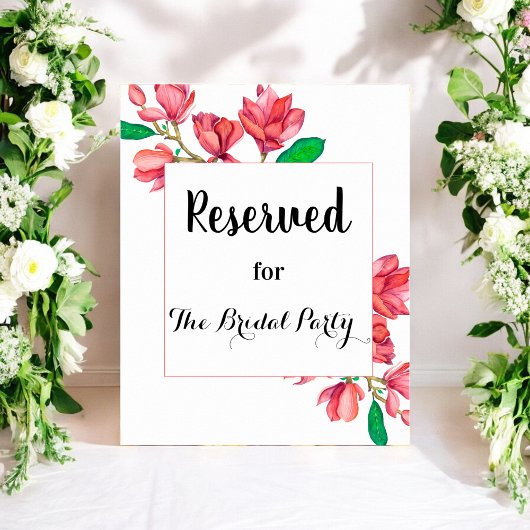 Bloem Roze Gereserveerd Huwelijk Bord Witte Poster