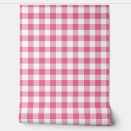 Bloem Roze Gingham Geruit Groen Buffalo Plaid Behang