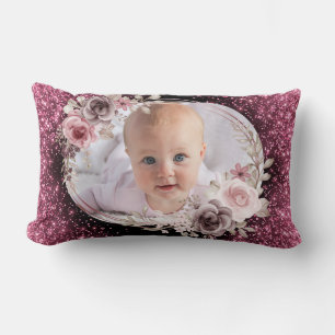 Bloem Roze Goud Twee Foto Baby Meisje schattig Kussen