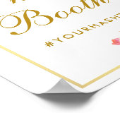 Bloem Roze Gouden Bruiloft Foto Booth Poster (Hoek)