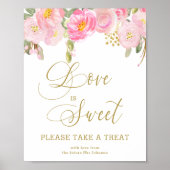 Bloem Roze Gouden Calligrafie Neem een Behandeling Poster (Voorkant)