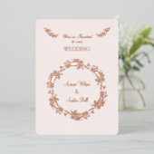 Bloem Roze Gouden Folie Uitnodiging (Staand Voorkant)