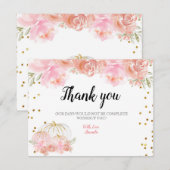 Bloem Roze Gouden Pompoen Dank je kaart (Voorkant / Achterkant)