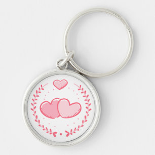 Bloem Roze Harten Lauwerkrans Liefde Sleutelhanger