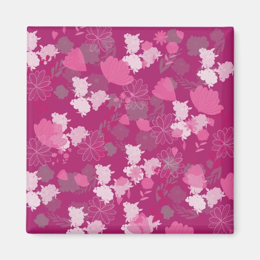 bloem roze magneet (Voorkant)