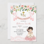 Bloem Roze Mexicaans Meisje Heilige Communie Uitno Kaart (Voorkant)