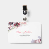 Bloem Roze Naam Badge (Voorzijde met clip)