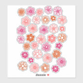 Bloem Roze rood en Oranje Sticker (Vel)
