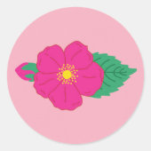 Bloem Roze Roze Ronde Sticker (Voorkant)