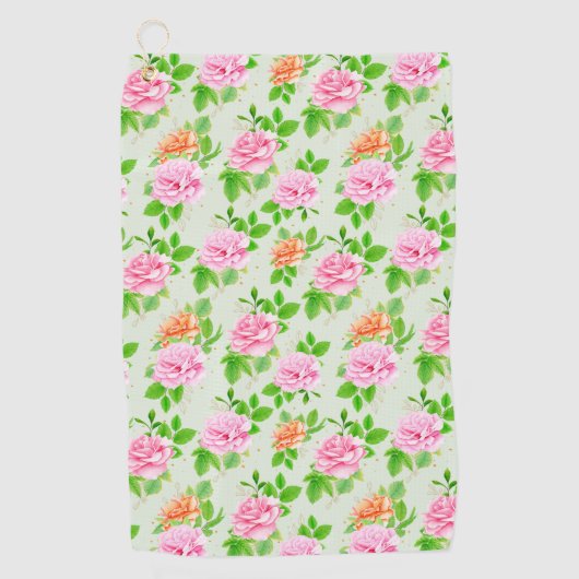 Bloem Roze Rozen Patroon-23670 Golfhanddoek (Voorkant)