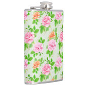 Bloem Roze Rozen Patroon-23670 Heupfles (Rechts)