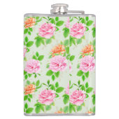 Bloem Roze Rozen Patroon-23670 Heupfles (Achterkant)