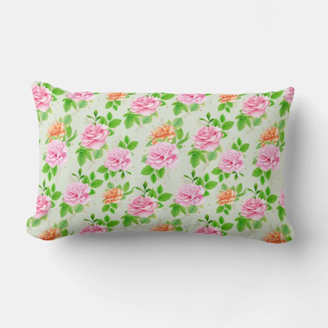Bloem Roze Rozen Patroon-23670 Kussen (Voorkant)