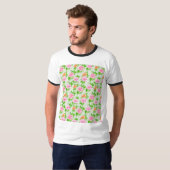 Bloem Roze Rozen Patroon-23670 T-shirt (Voorkant volledig)