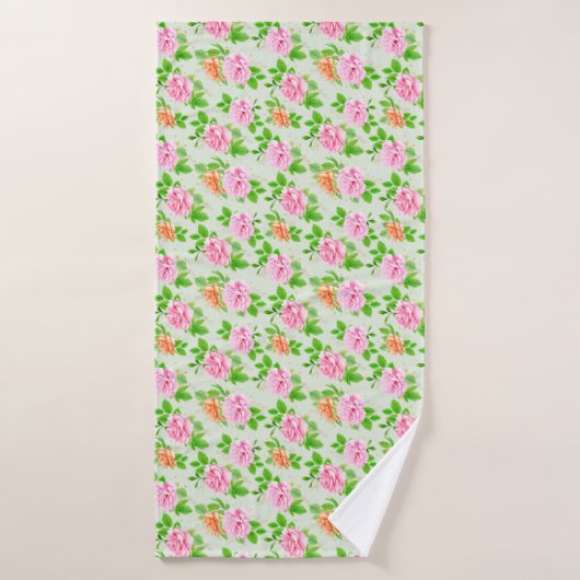 Bloem Roze Rozen Patroon Badhanddoek (Badhanddoek)