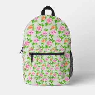 Bloem Roze Rozen Patroon Bedrukte Rugzak