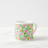 Bloem Roze Rozen Patroon Espresso Kop (Voorkant rechts)