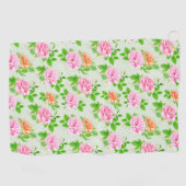 Bloem Roze Rozen Patroon Golfhanddoek (Horizontaal)