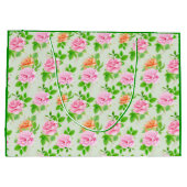 Bloem Roze Rozen Patroon Groot Cadeauzakje (Achterkant)