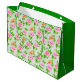 Bloem Roze Rozen Patroon Groot Cadeauzakje (Achterkant Gekanteld)