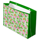 Bloem Roze Rozen Patroon Groot Cadeauzakje (Voorkant Gekanteld)