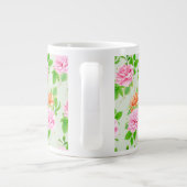 Bloem Roze Rozen Patroon Grote Koffiekop (Achterkant)
