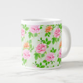 Bloem Roze Rozen Patroon Grote Koffiekop (Voorkant rechts)