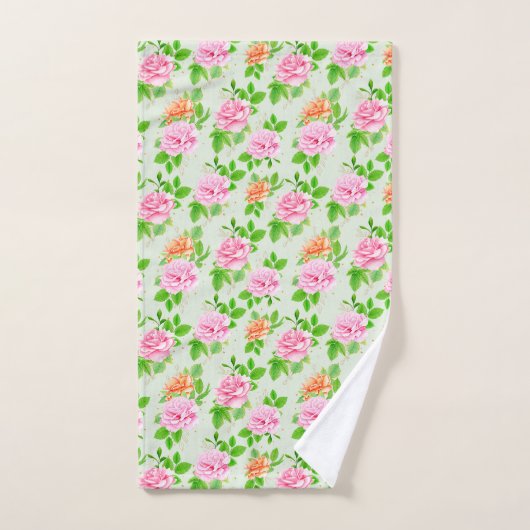 Bloem Roze Rozen Patroon Handdoek (Handdoek)