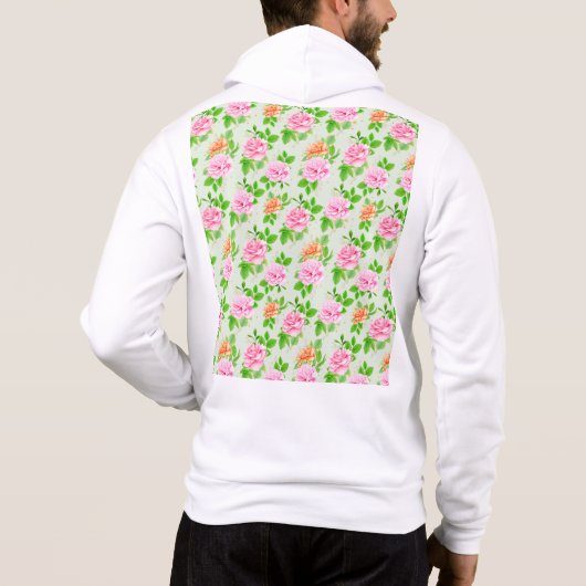 Bloem Roze Rozen Patroon Hoodie (Achterkant)
