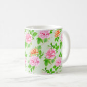 Bloem Roze Rozen Patroon Koffiemok (Voorkant rechts)