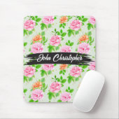 Bloem Roze Rozen Patroon Muismat (Met muis)