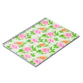 Bloem Roze Rozen Patroon Notitieboek (Linkerzijde)