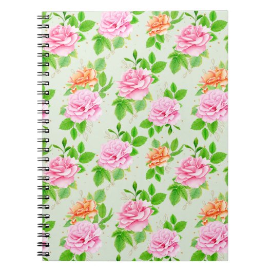 Bloem Roze Rozen Patroon Notitieboek (Voorkant)