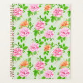 Bloem Roze Rozen Patroon Planner (Voorkant)