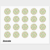 Bloem Roze Rozen Patroon Ronde Sticker (Vel)