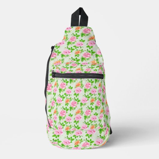 Bloem Roze Rozen Patroon Sling Bag (Voorkant)