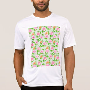 Bloem Roze Rozen Patroon T-shirt