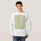 Bloem Roze Rozen Patroon T-shirt (Voorkant volledig)